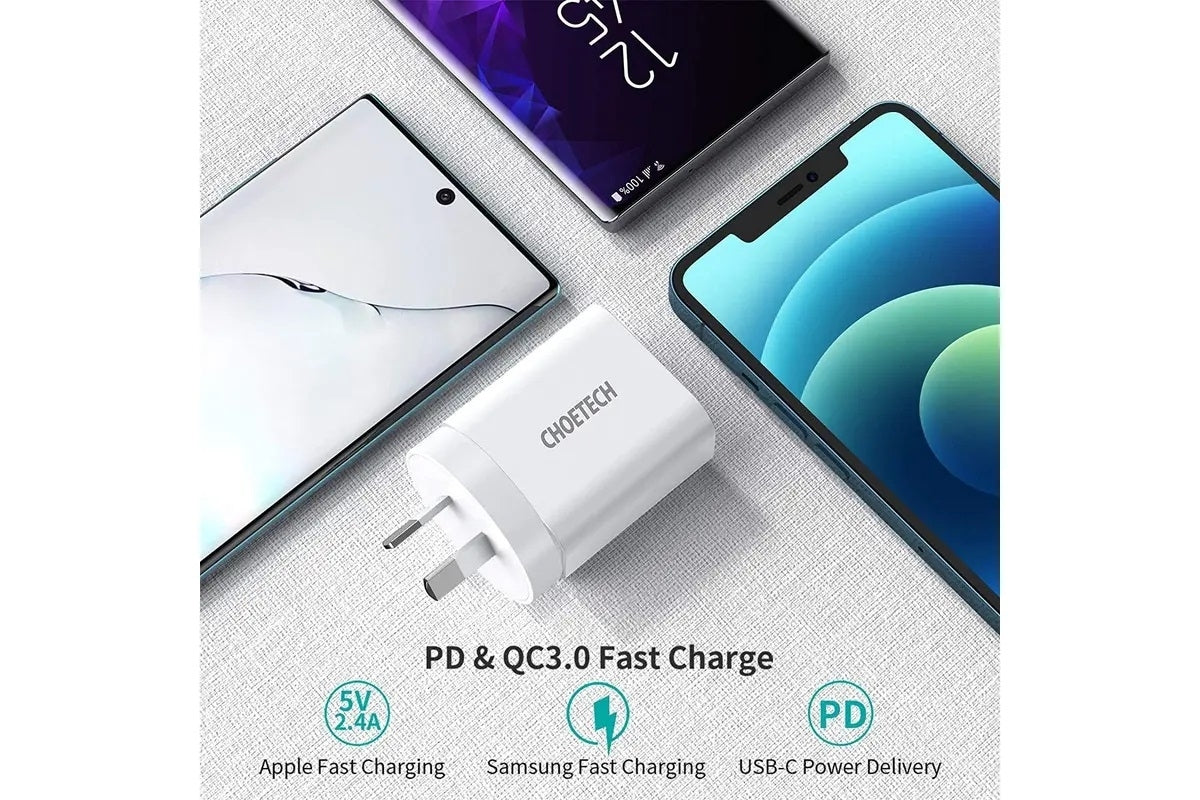 CHOETECH MIX00109 USB-C PD 20W AC Charger Adapter 2-Pack White Tristar Online