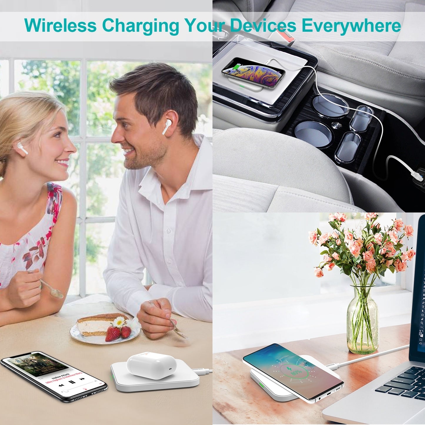 CHOETECH T511-S Qi Certified 10W/7.5W Fast Wireless Charger Pad (White) Tristar Online
