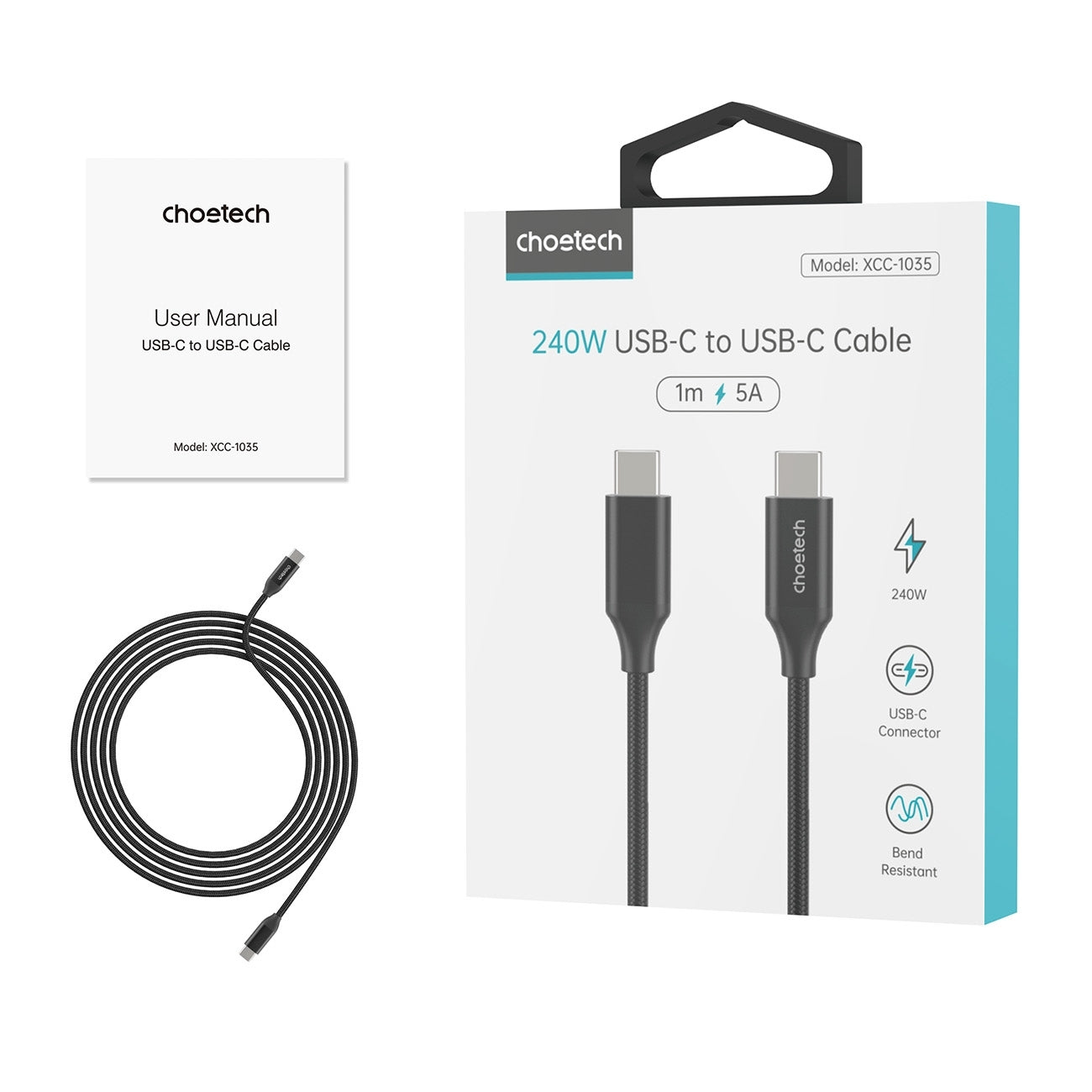 CHOETECH XCC-1035 USB-C M to M PD3.1 240W Super Fast Charging Cable 1M Tristar Online