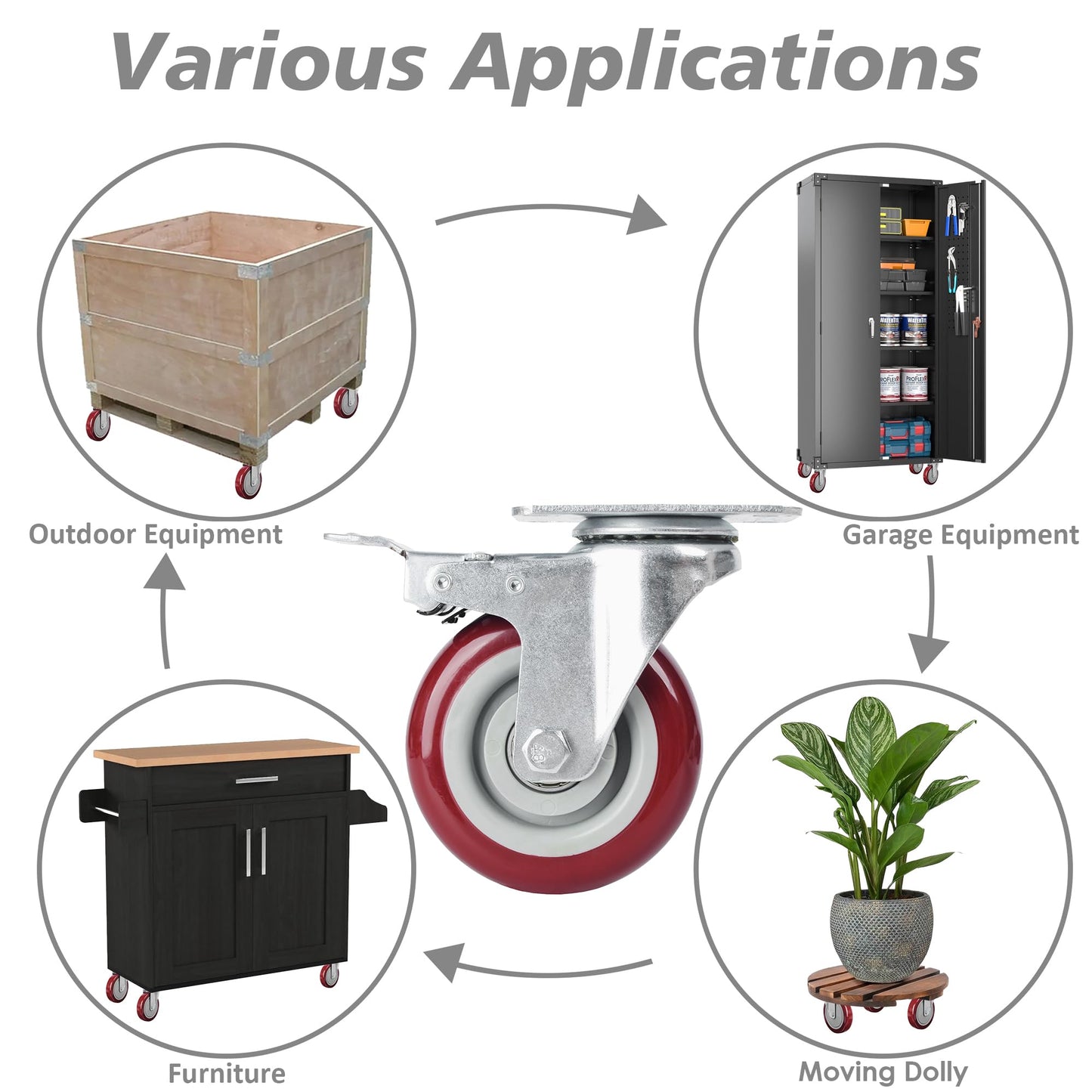 4 inch Heavy Duty Casters Lockable Caster Wheel Swivel Casters Castor with Brakes for Furniture and Workbench Cart Tristar Online