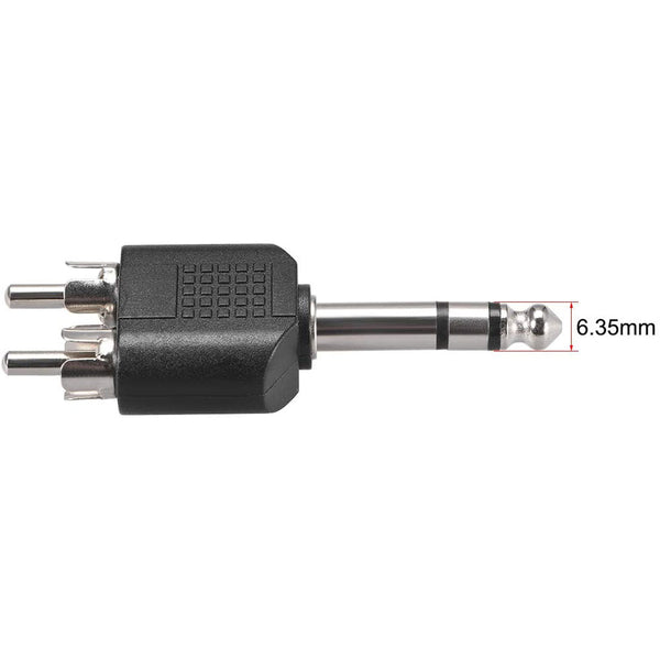 1/4 6.35mm Mono Male To 2X RCA male Audio Connector Adapter Splitter" Tristar Online