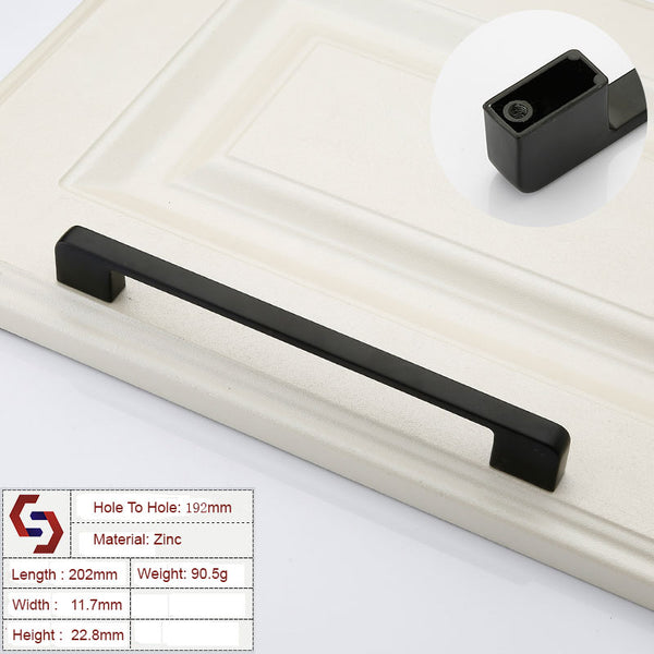 Zinc Kitchen Cabinet Handles Drawer Bar Handle Pull black color hole to hole size 192mm Tristar Online