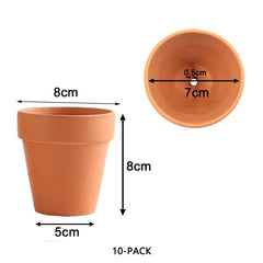 10x 8cm Flower Pot Pots Clay Ceramic Plant Drain Hole Succulent Cactus Nursery Planter Tristar Online