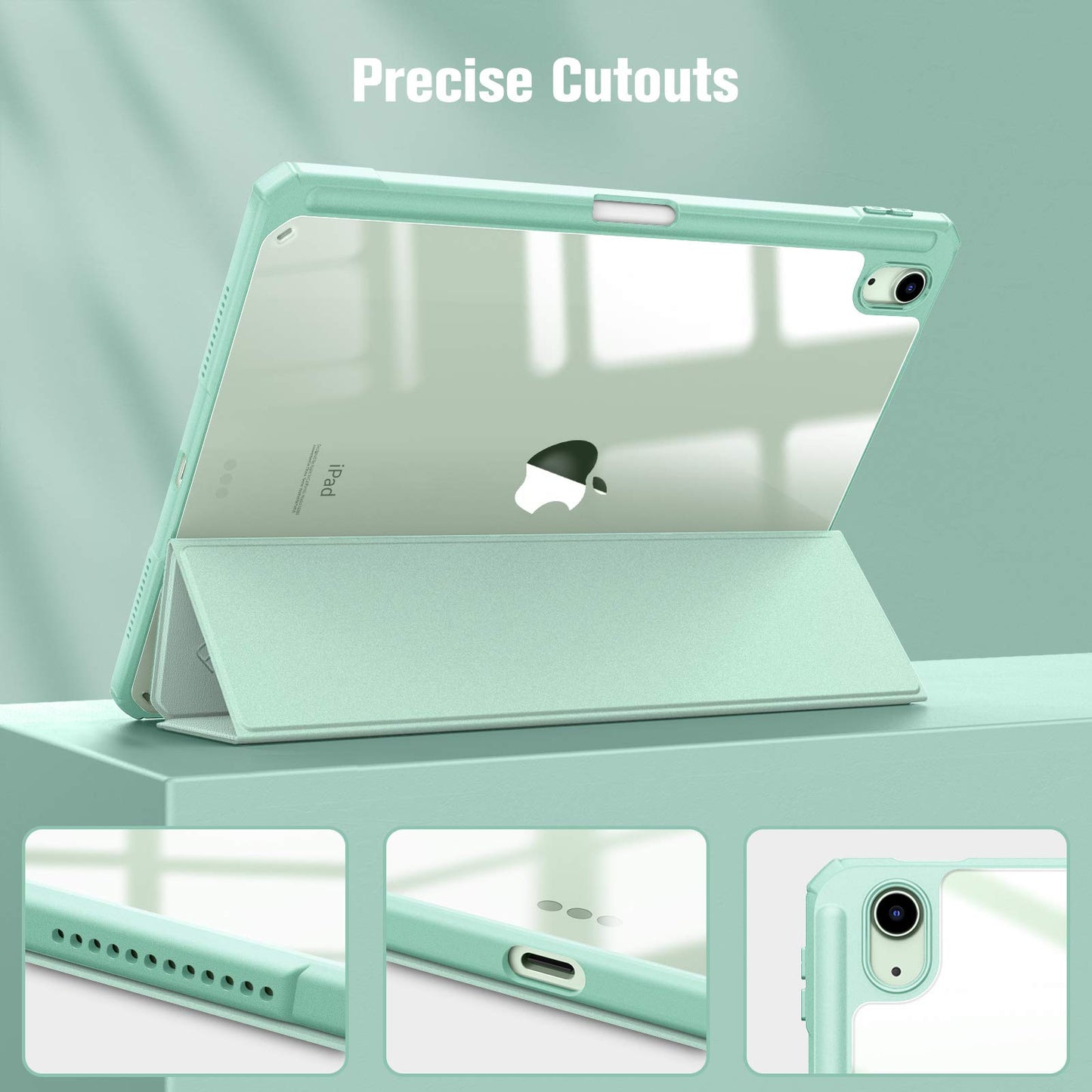 iPad 10th Case 10.9 Inch 2022 with Pencil Holder, Smart iPad Clear Case with Soft TPU Auto Wake Sleep Green Tristar Online