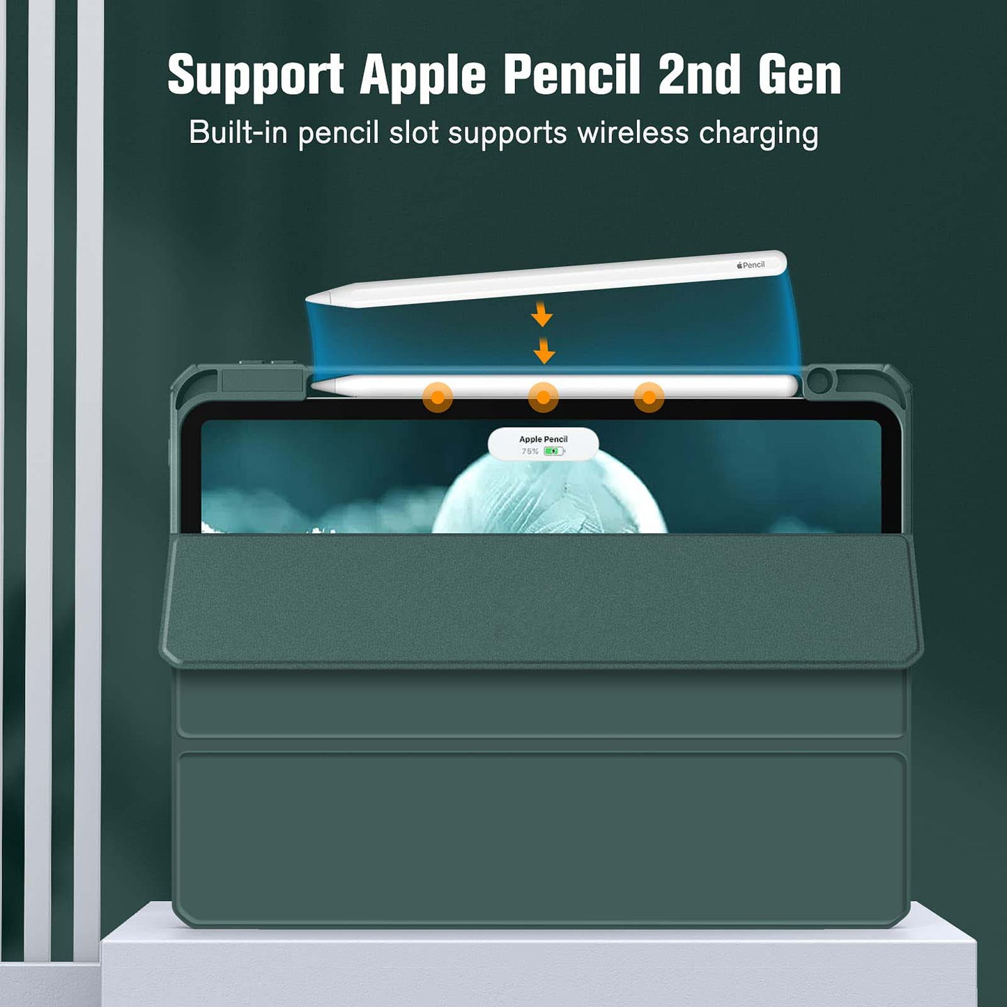 iPad Pro 11 Inch 2020-2022 Soft Tpu Smart Premium Case Auto Sleep Wake Stand Clear Cover Pencil holder Dark Green Tristar Online