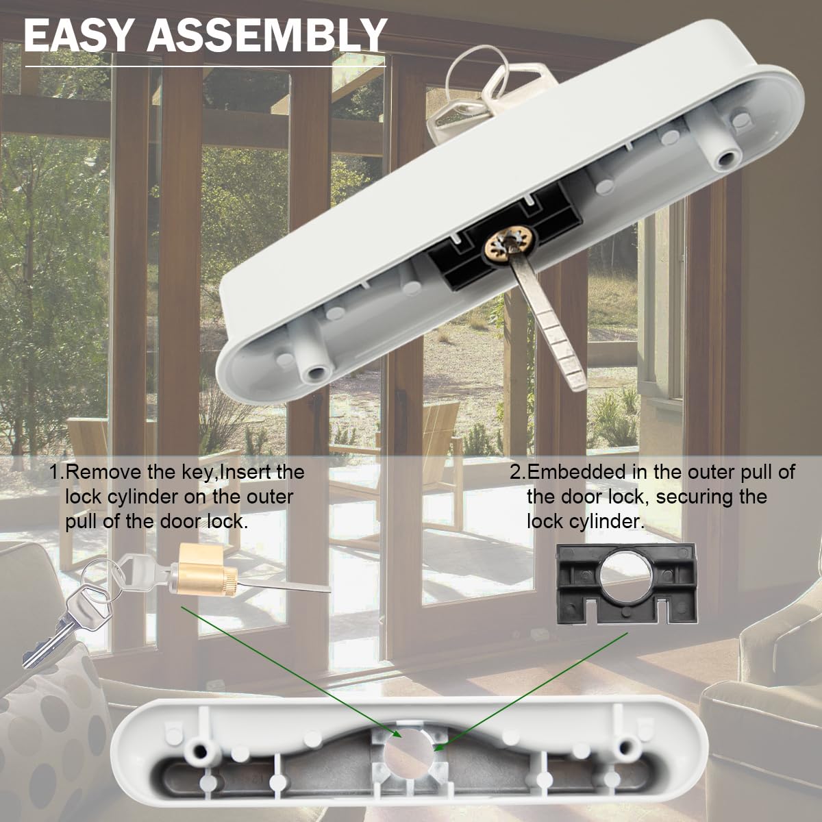 Sliding Patio Door Handle Set Mortise Lock Suitable for Sliding Glass Patio Door Keyed White Tristar Online