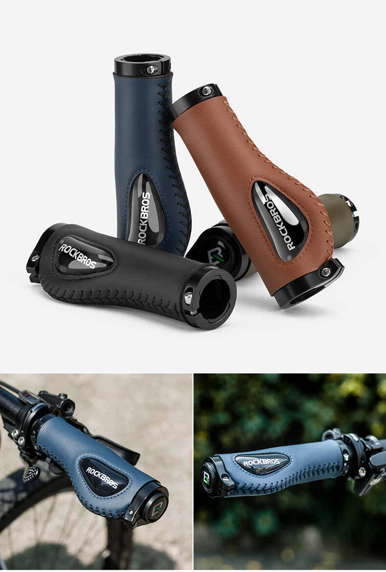 Deluxe Hand Grips Shock Absorbing Rockbros MTB Mountain Bike Tourer Double Lock BLUE Handlebar Grips Anti-skid 2.22cm Tristar Online
