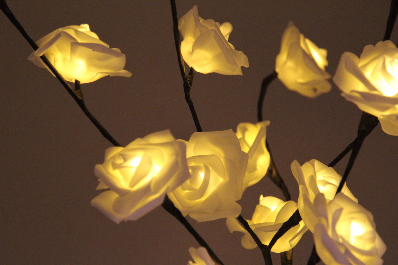 1 Set of 50cm H 20 LED White Rose Tree Branch Stem Fairy Light Wedding Event Party Function Table Vase Centrepiece Decoration Tristar Online