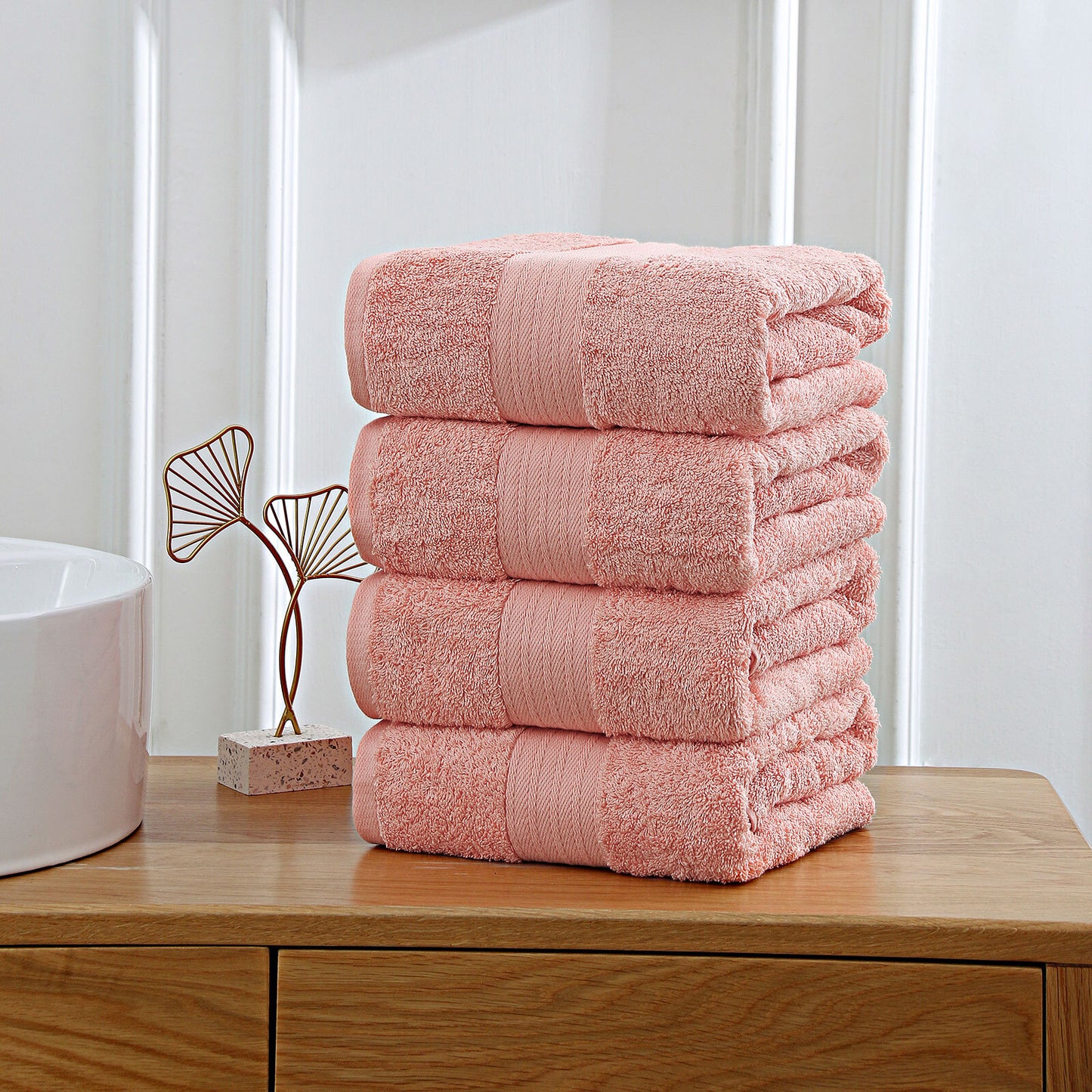 Linenland 4 Piece Cotton Bath Towels Set - Coral Tristar Online
