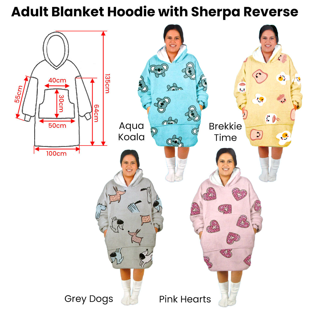 Adult Women Comfy Warm Blanket Hoodie with Sherpa Fleece Reverse Yellow Brekkie Time Tristar Online