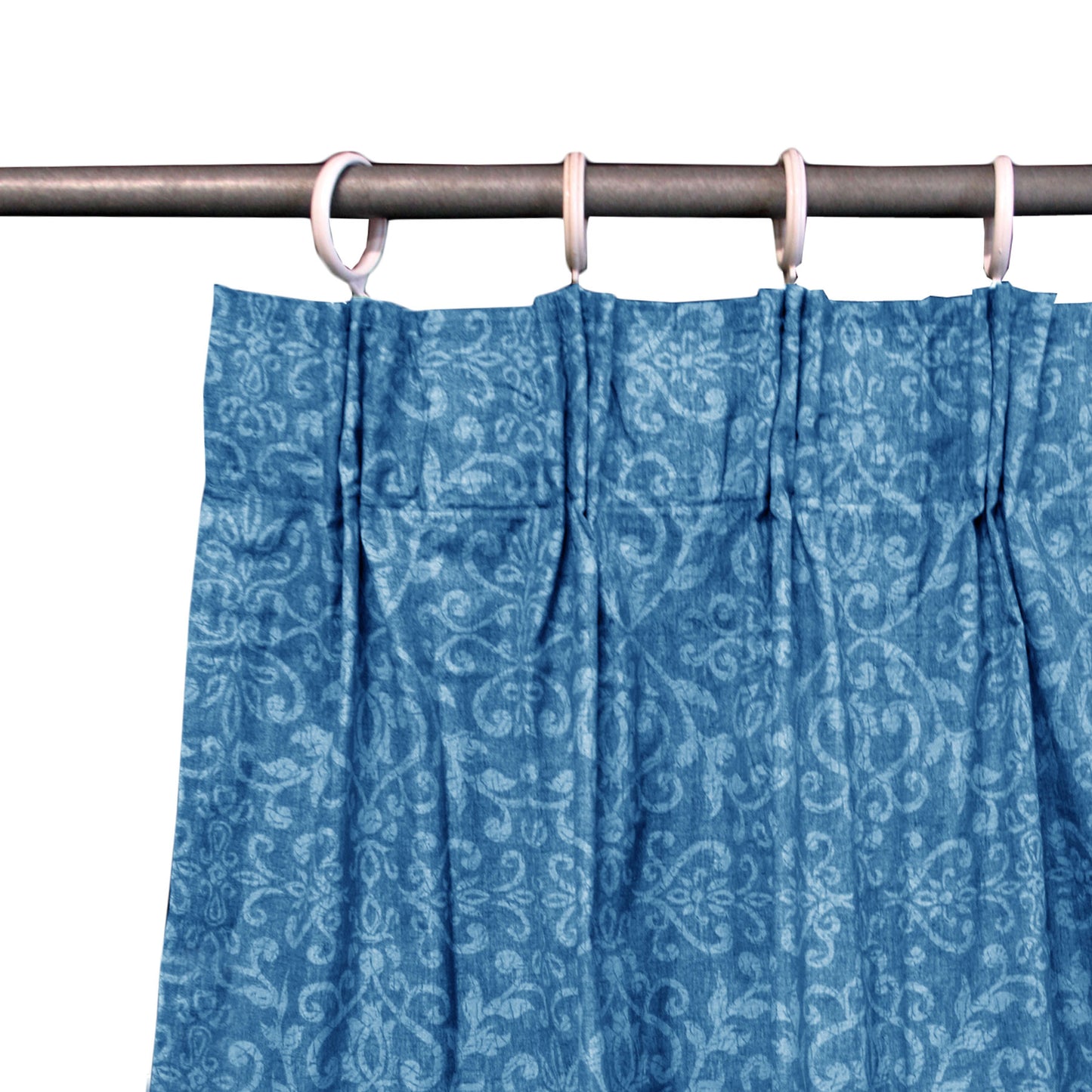 Pair of Acrylic Coated Damask Blue Tape Edge Curtains Tristar Online