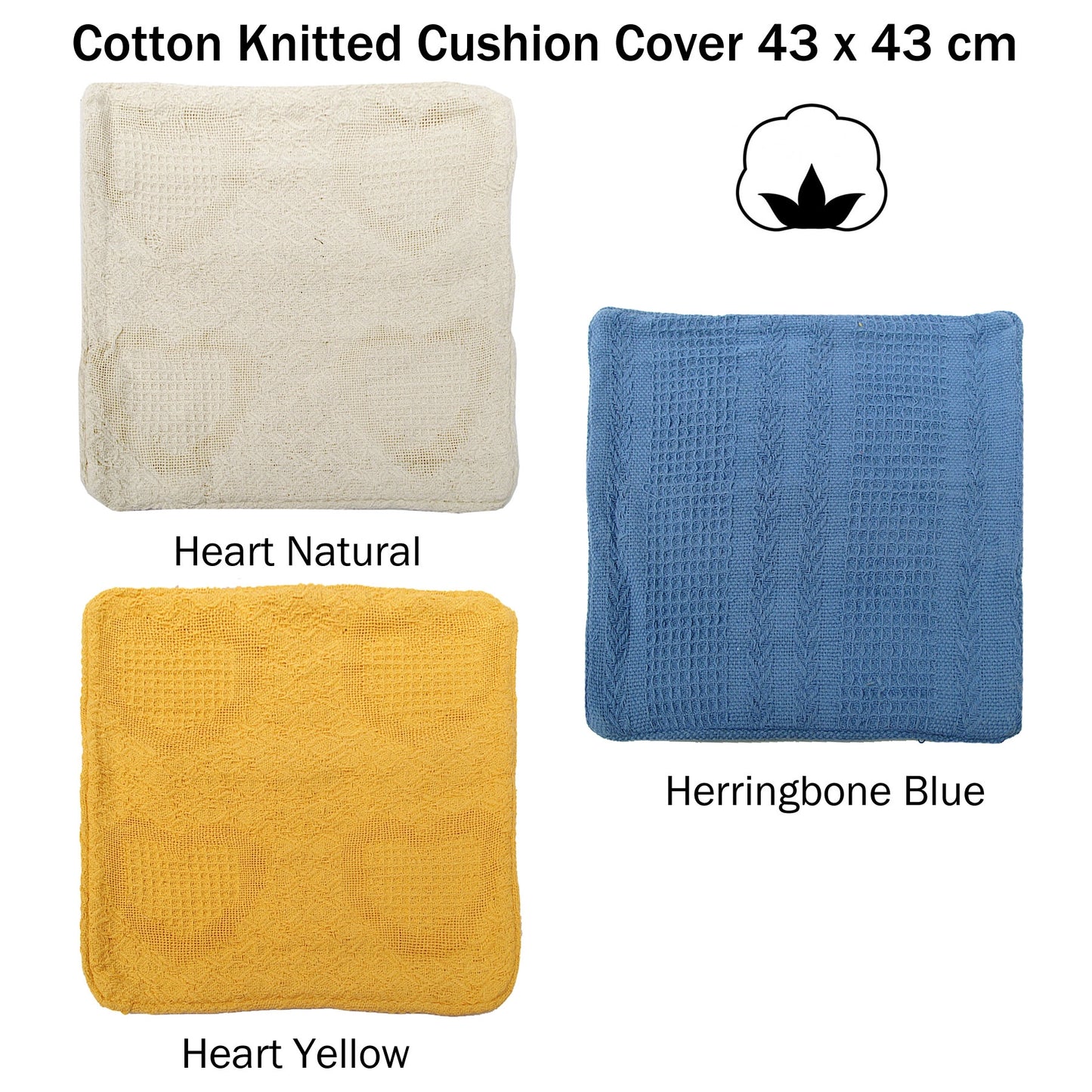 Cotton Knitted Cushion Cover Heart Natural Tristar Online