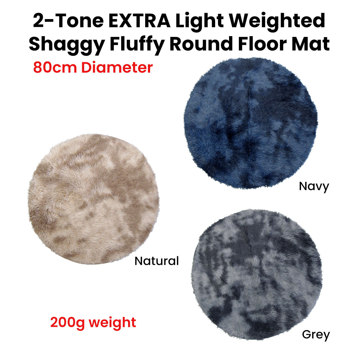 2-Toned Extra Light Weighted Shaggy Fluffy Floor Mat Navy Tristar Online