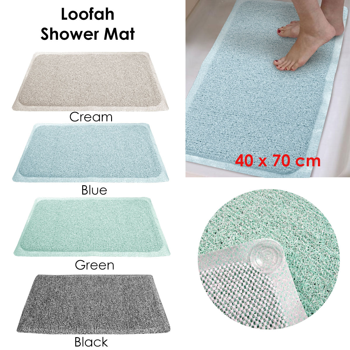 Loofah Shower Mat Black Tristar Online