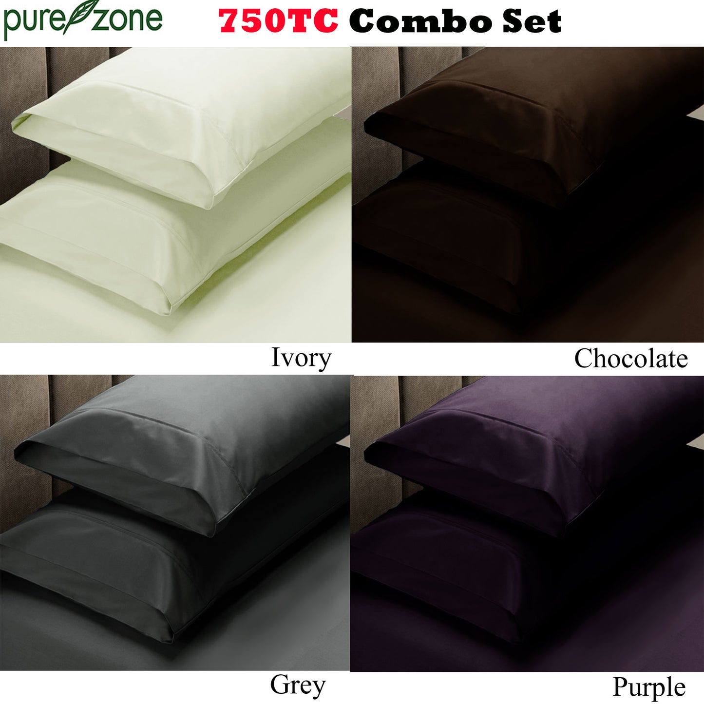 Pure Zone 750 Thread Count Combo Set Ivory DOUBLE Tristar Online