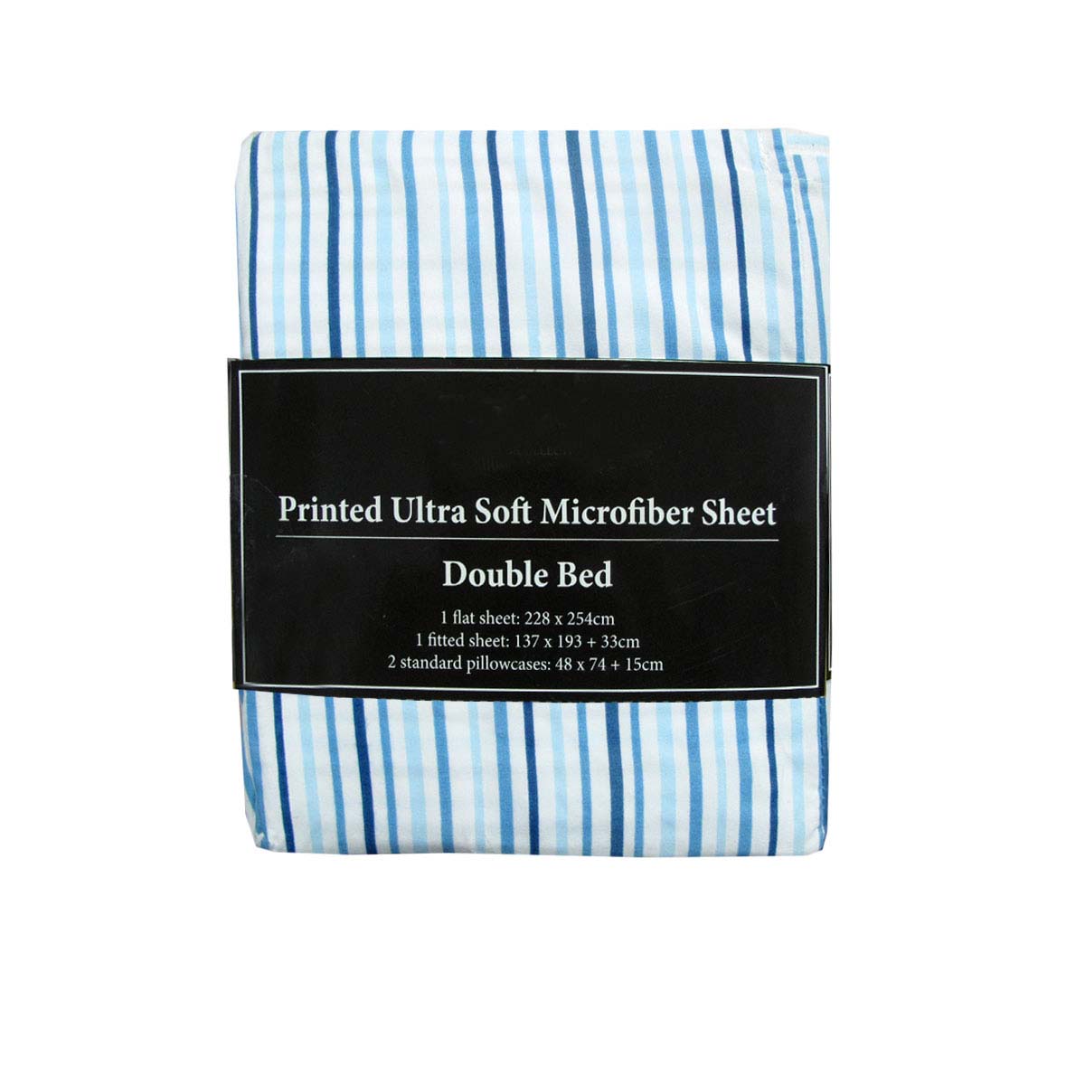 Printed Microfiber Sheet Set Double Blue Lines Tristar Online