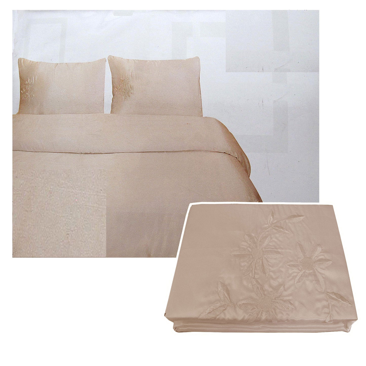 Tuberose Satin Embroidery Quilt Cover Set Latte Double Tristar Online