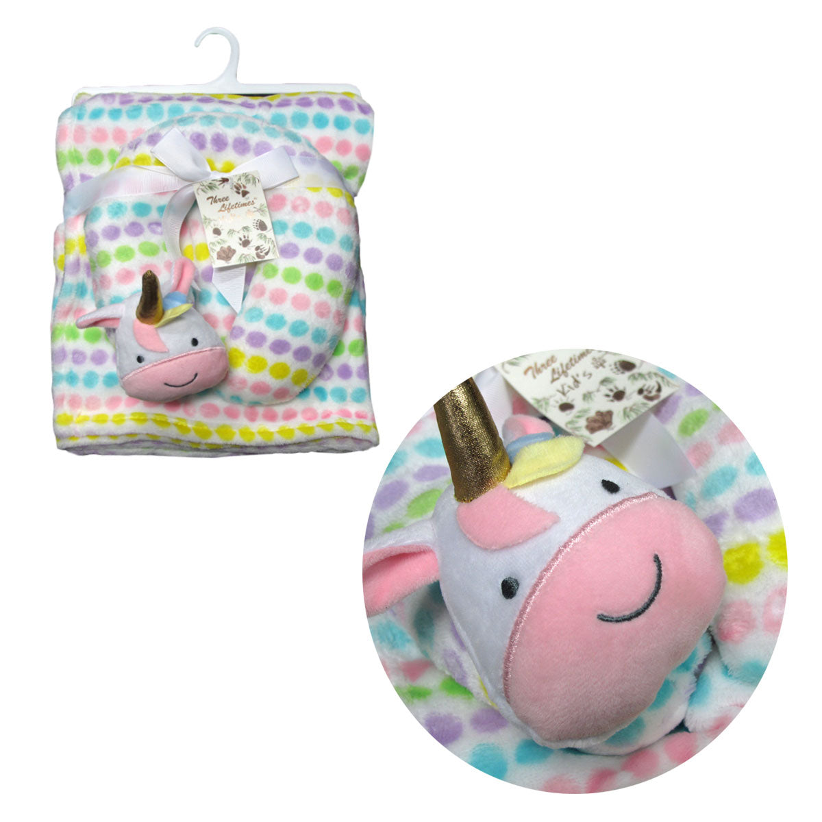 Baby Animal Coral Fleece Blanket + Pillow Unicorn Tristar Online