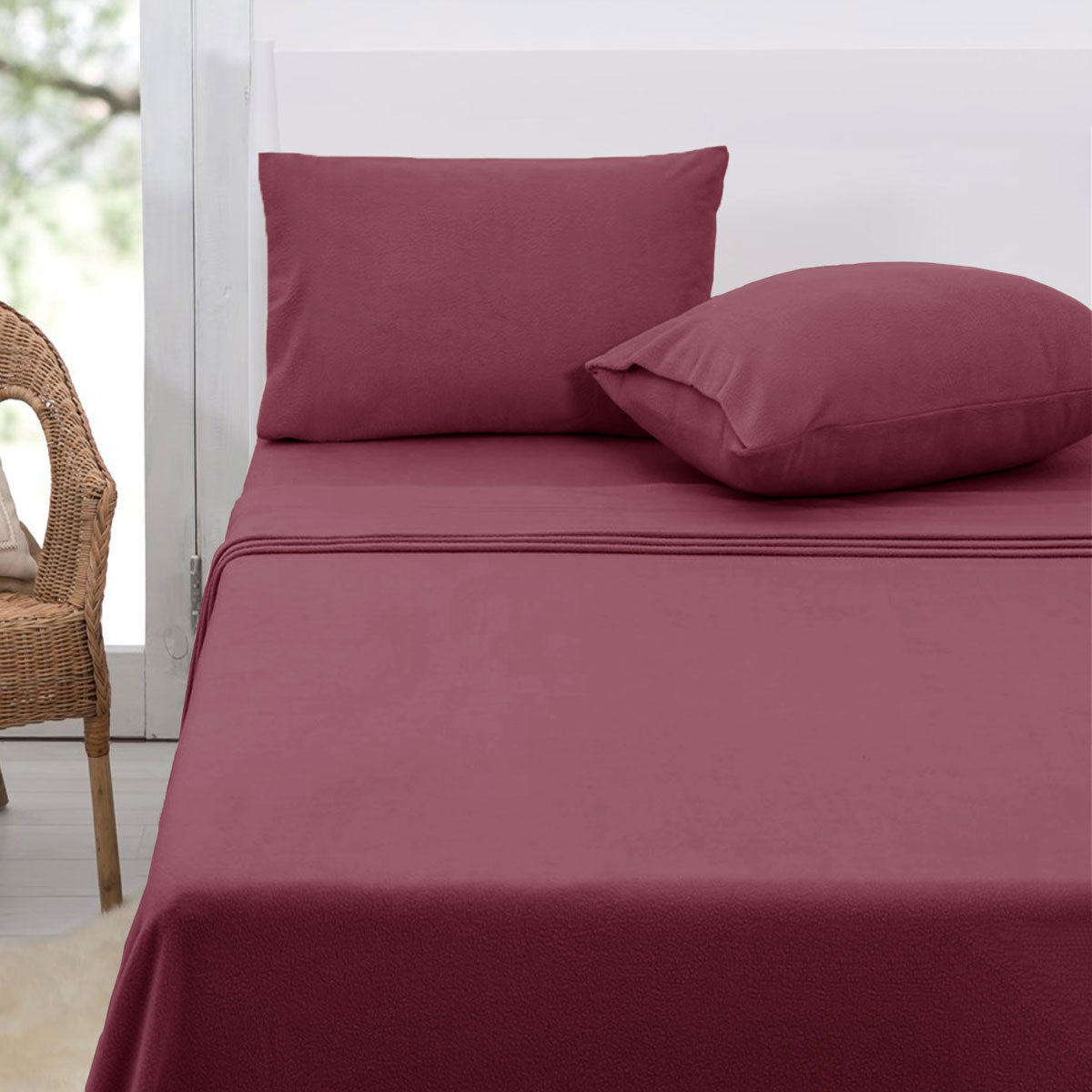 Polar Fleece Sheet Set Queen 36cm Wall Rosewood Tristar Online