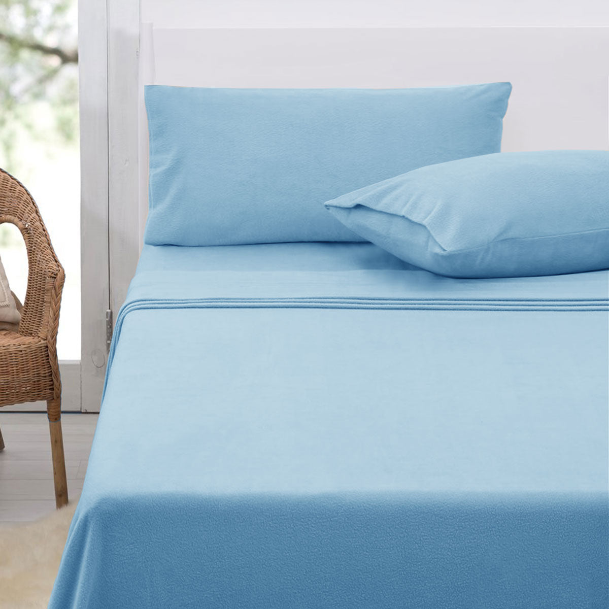 Polar Fleece Sheet Set King 36cm Wall with King Pillowcases Sky Tristar Online