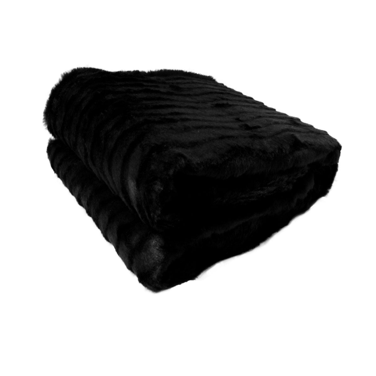 Faux Fur Striped Throw Rug Black Tristar Online