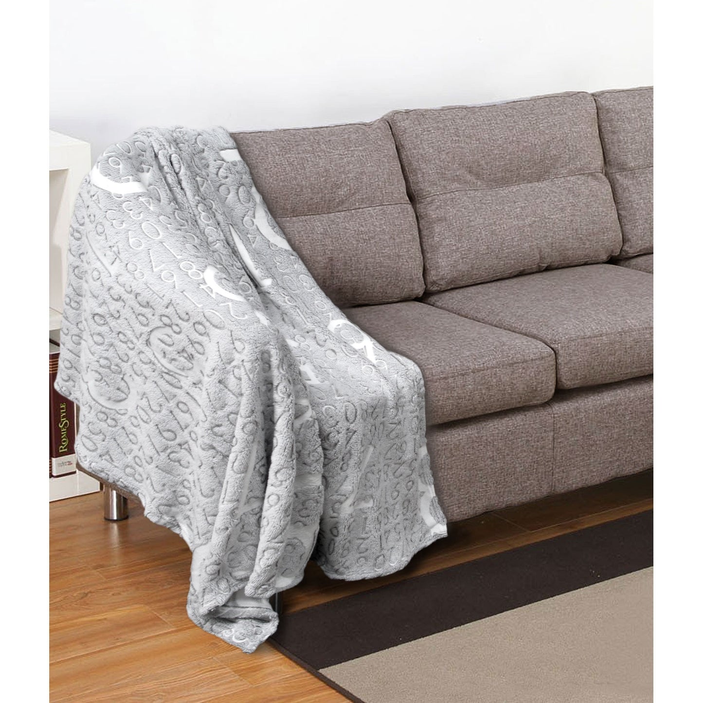 Embossed Print Throw Grey Numbers Tristar Online