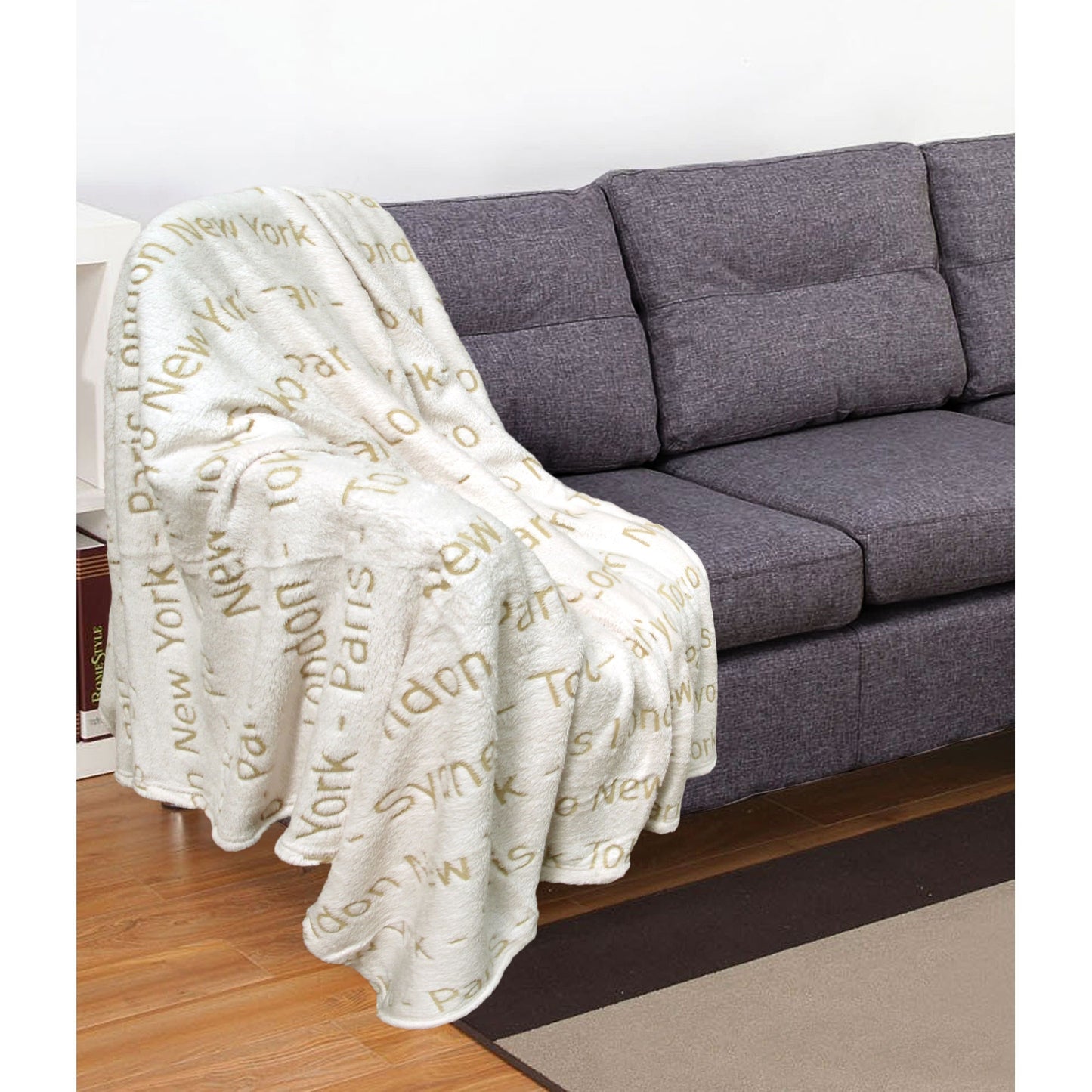 Embossed Print Throw Ivory World Cities Tristar Online