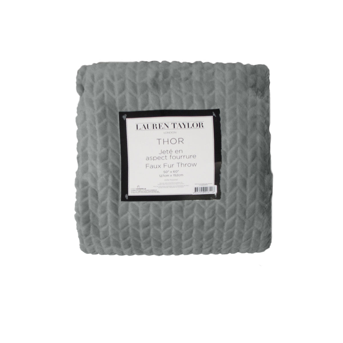 Herringbone Faux Fur Throw Rug Grey Tristar Online