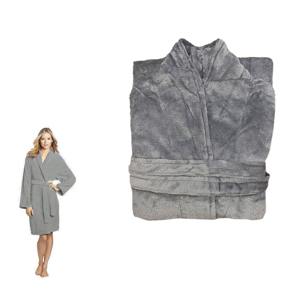 190GSM Ultra Soft Plush Fleece Bath Robe Grey XL Tristar Online