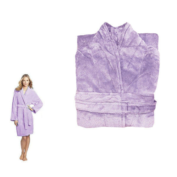190GSM Ultra Soft Plush Fleece Bath Robe Lilac XL Tristar Online
