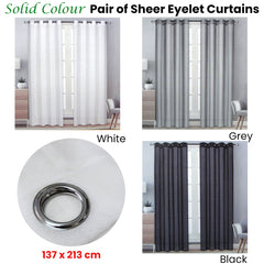 Pair of Solid Colour Sheer Eyelet Curtains 137 x 213 cm Black Tristar Online