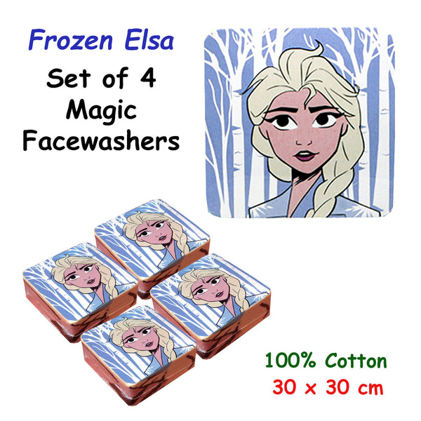 Caprice Frozen Elsa Set of 4 Cotton Licensed Magic Facewashers 30 x 30 cm Tristar Online