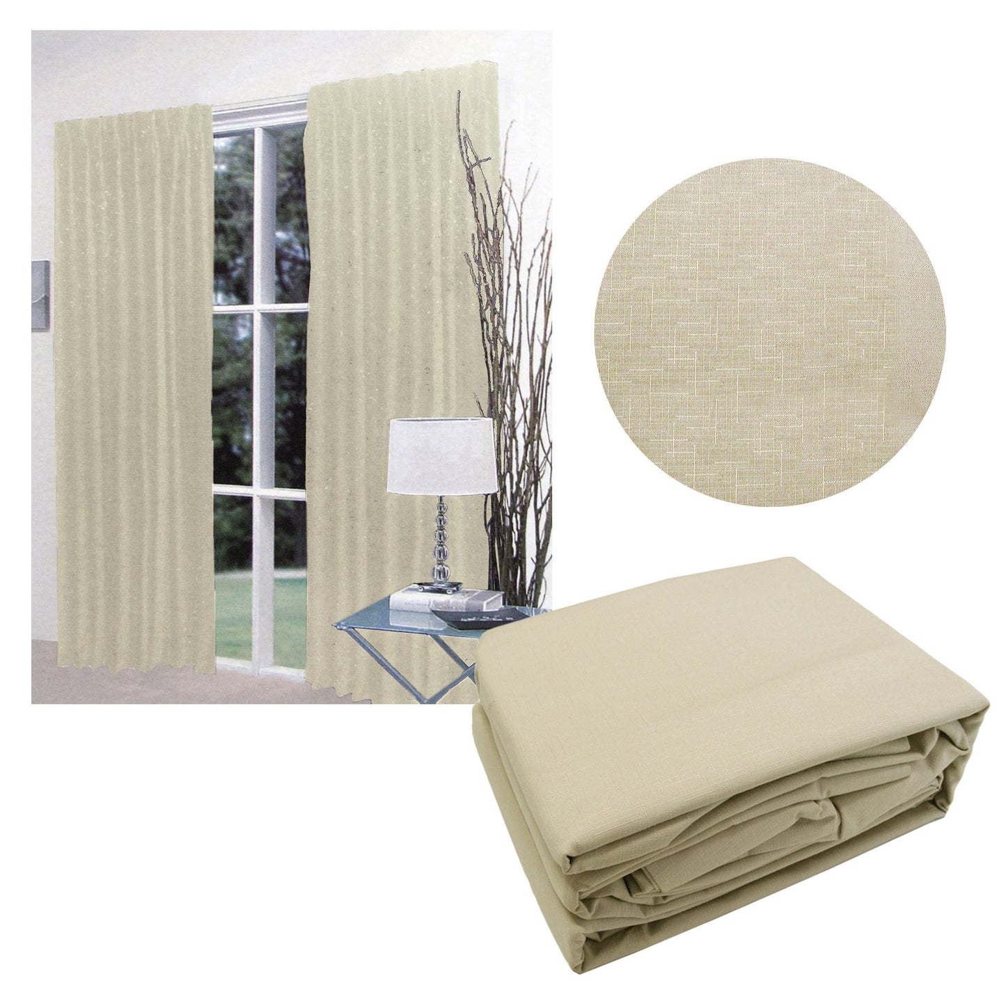 Home Innovations Pair of Faux Linen Blockout Pinch Pleat Curtains Linen to Fit 180 x 221cm Tristar Online