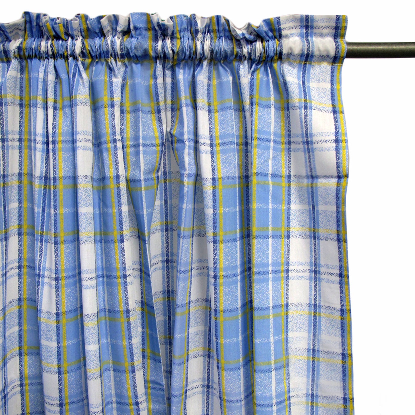 Home Innovations Pair of Polyester Cotton Rod Pocket Blue Checkered Curtains Tristar Online