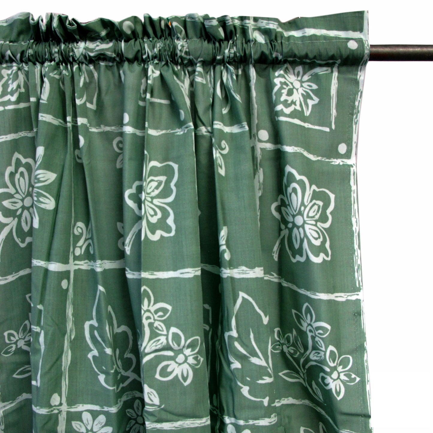 Home Innovations Pair of Polyester Cotton Rod Pocket Green Floral Curtains Tristar Online