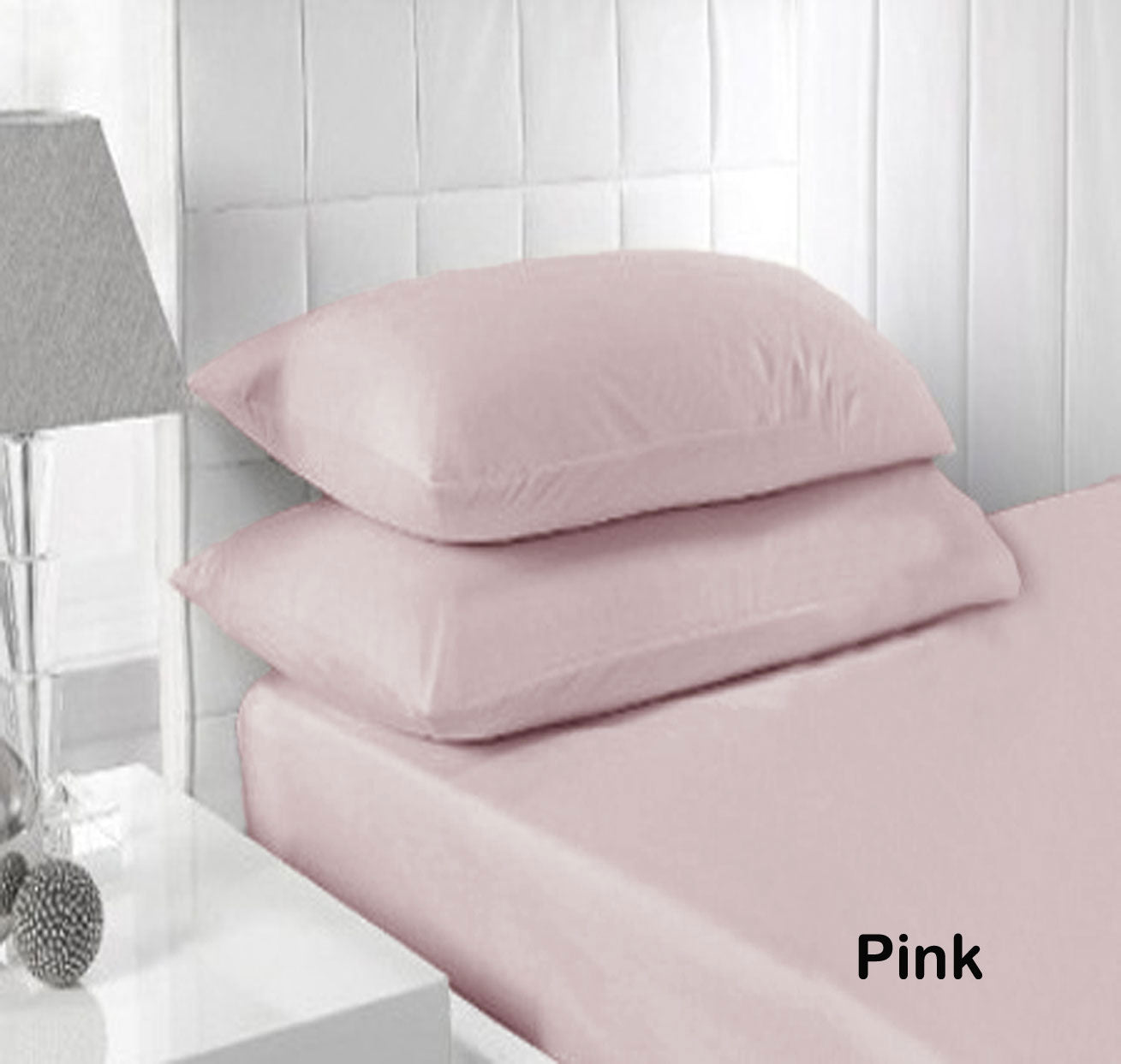 Accessorize 250TC Fitted Sheet Set Pink - King Tristar Online