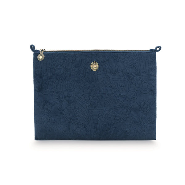 PIP Studio Velvet Quilted Dark Blue Large Cosmetic Flat Pouch Tristar Online