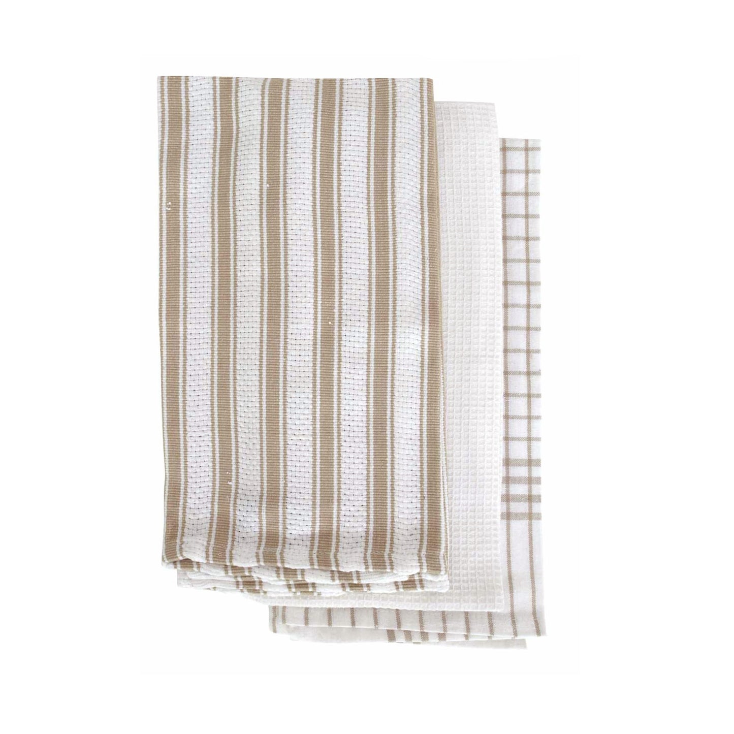 IDC Homewares Set of 3 Gardenia Cotton Tea Towels Taupe Tristar Online