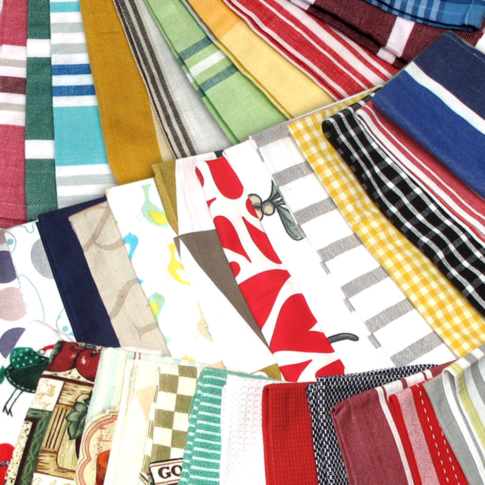Random Pick Set of 6 100% Cotton Pattern Tea Towels - 50 x 70 cm Tristar Online