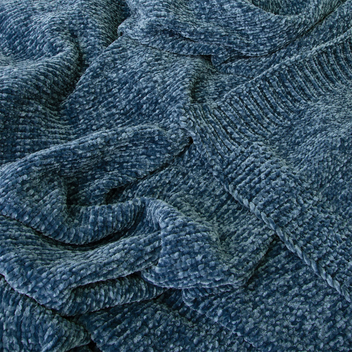 J Elliot Home Leslie Chenille Throw 130 x 160 cm Steel Blue Tristar Online