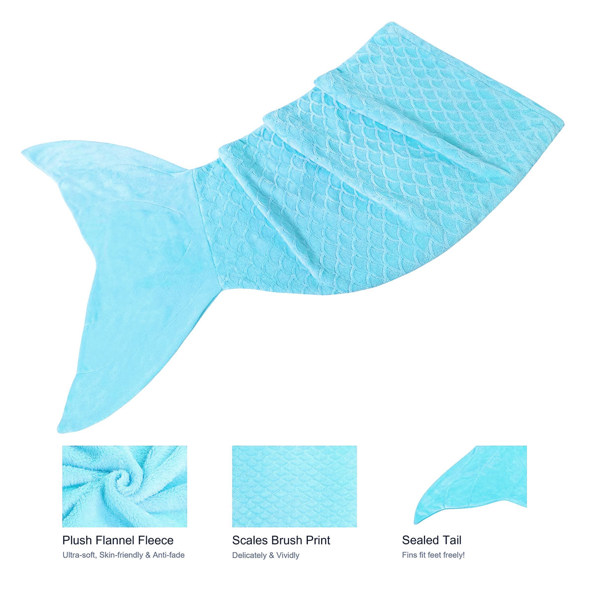 Mermaid Tail Blue Soft Blanket Throw Tristar Online