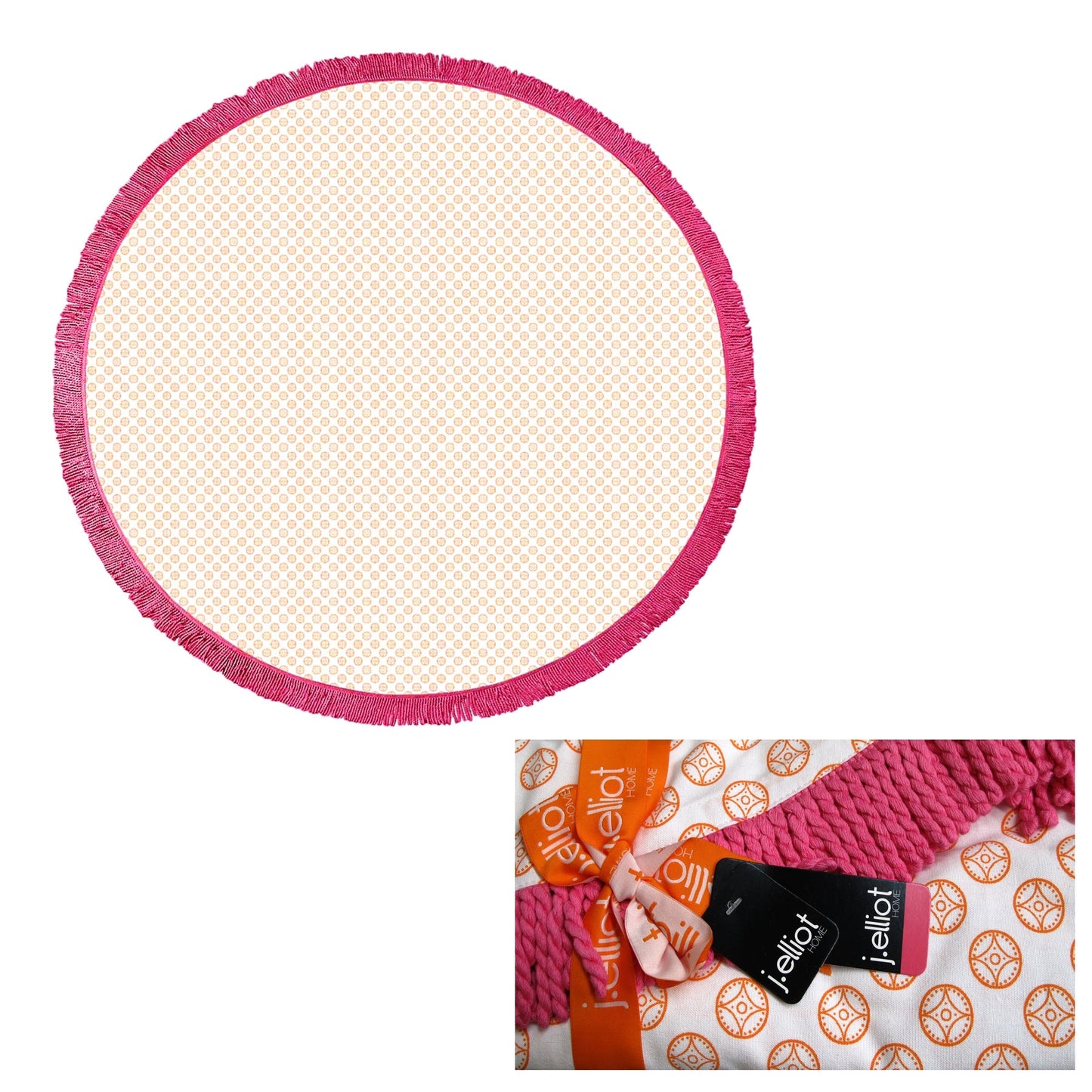 J.Elliot Home Koel Round Cotton Turkish Towel Orange/ Pink Tristar Online