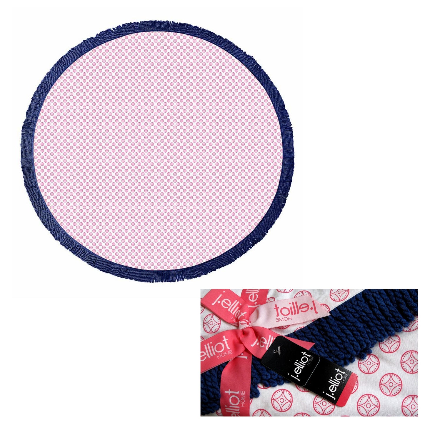 J.Elliot Home Koel Round Cotton Turkish Towel Pink/ Navy Tristar Online