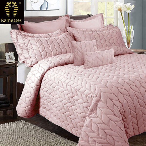 Ramesses 9 Piece Ultrasonic Comforter Set Queen Rose Pink Tristar Online