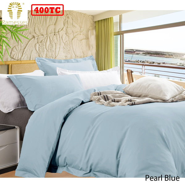 Ramesses Bamboo Cotton Quilt Cover Set Pearl Blue Queen Tristar Online
