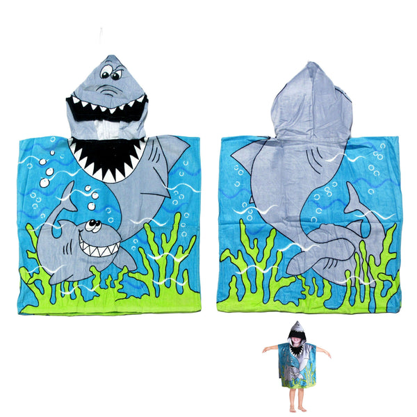 Cute Kids Cotton Hooded Towel Poncho 60 x 120 cm Shark Tristar Online
