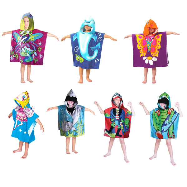 Cute Kids Cotton Hooded Towel Poncho 60 x 120 cm Shark Tristar Online