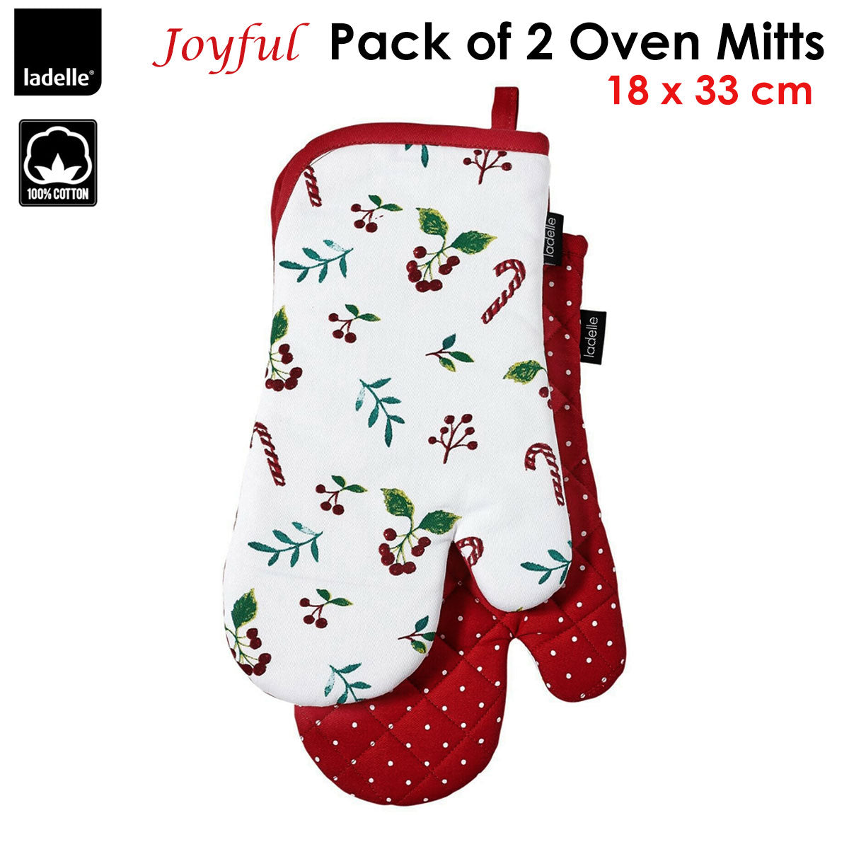 Ladelle Joyful Red Set of 2 Oven Mitts 18 x 33 cm Tristar Online