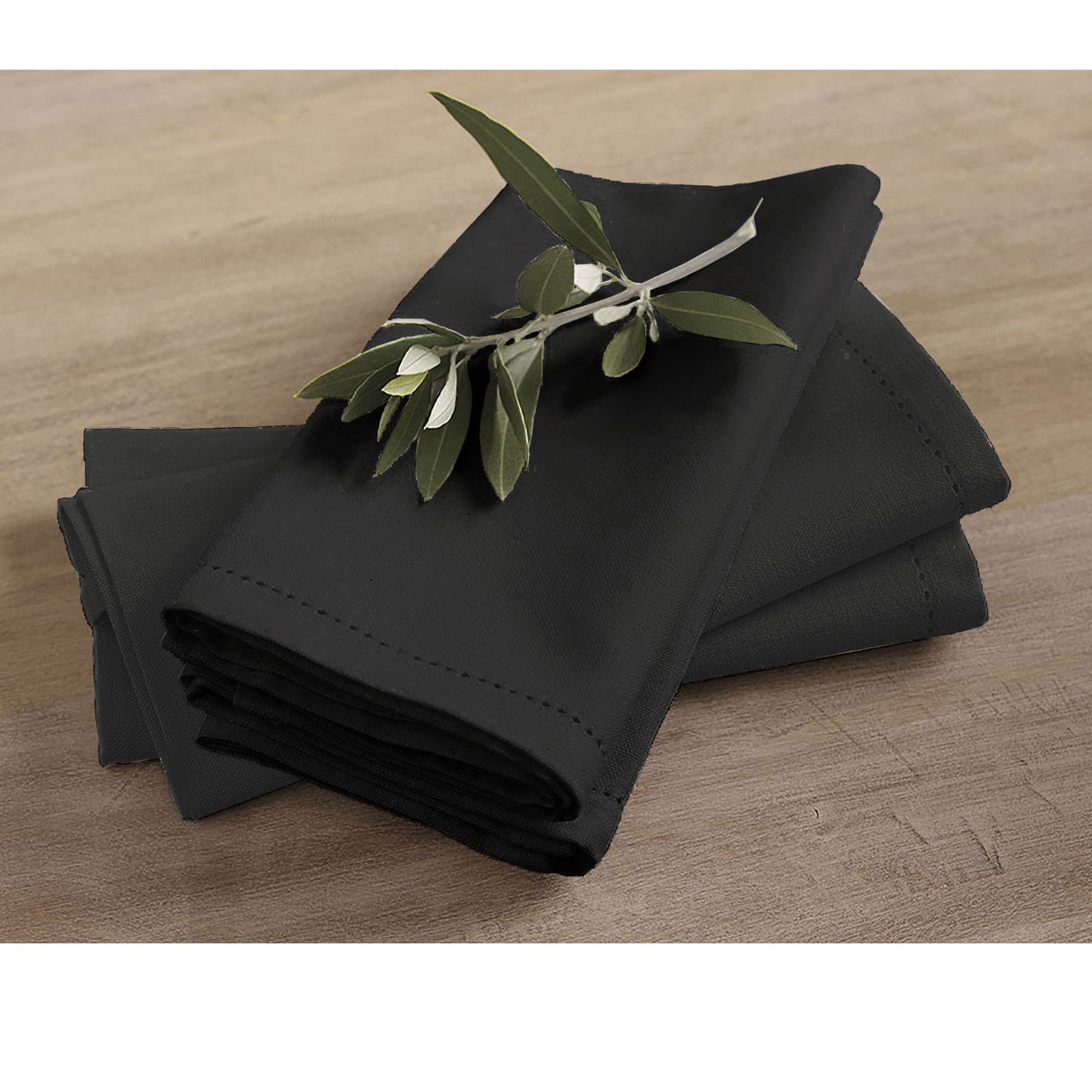 Rans Set of 4 Cotton Hemstitch Napkins - Black Tristar Online