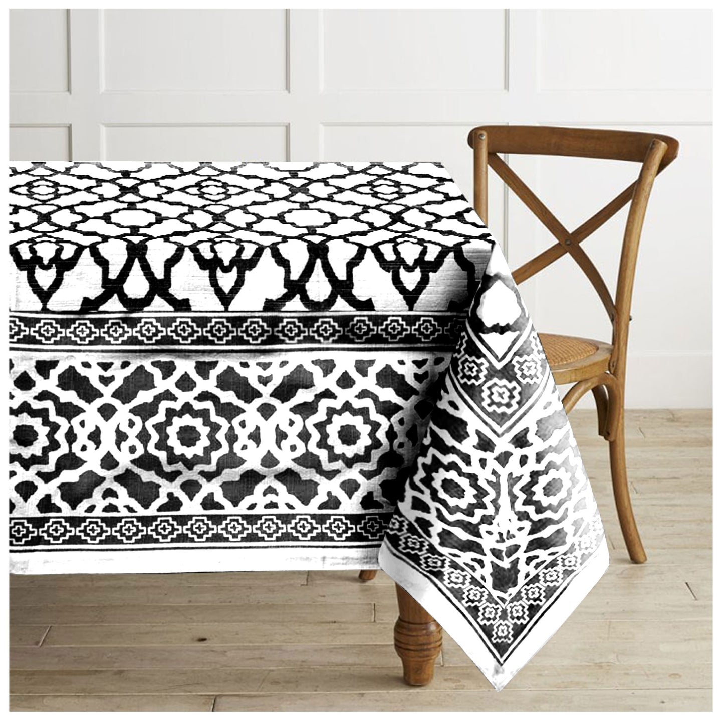 Rans Pure Cotton Vintage Tablecloth 150 x 300 + 4 cm - Black Tristar Online